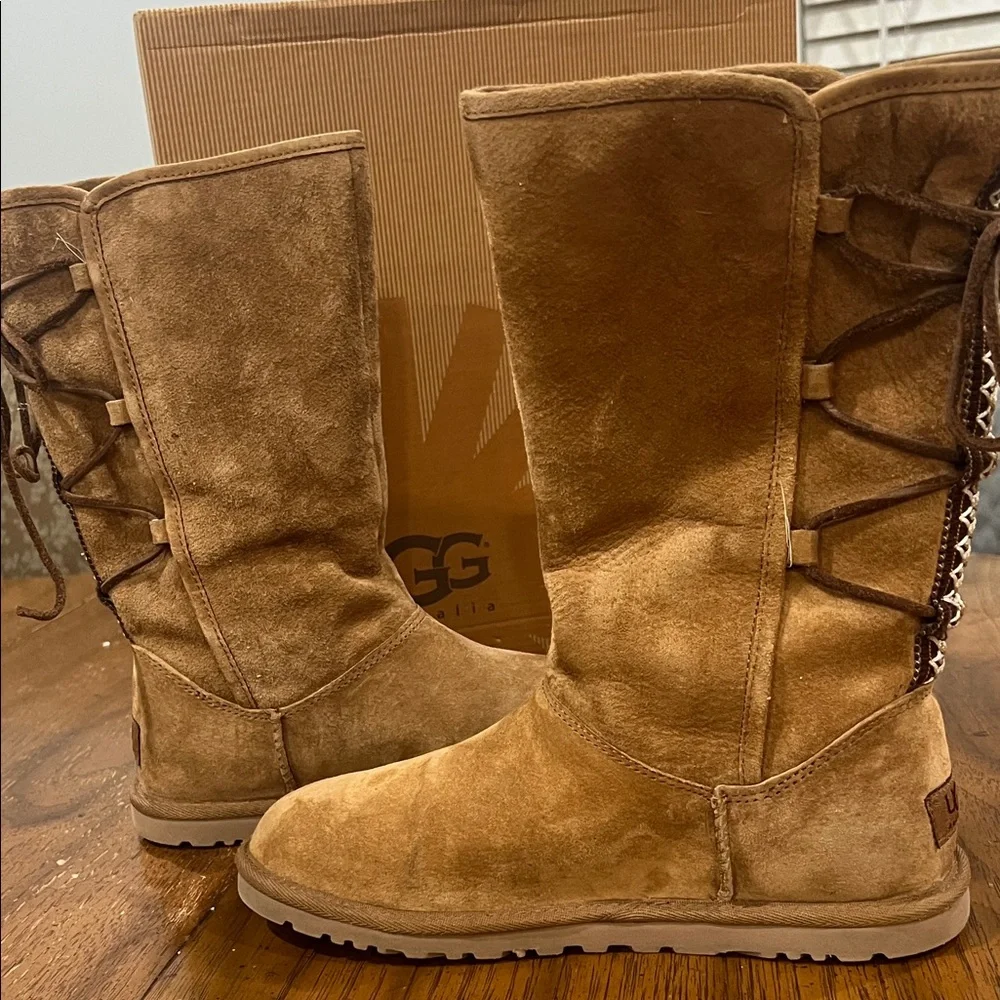 UGG Women's Brown Lace Up Boots - Picture 9 of 11